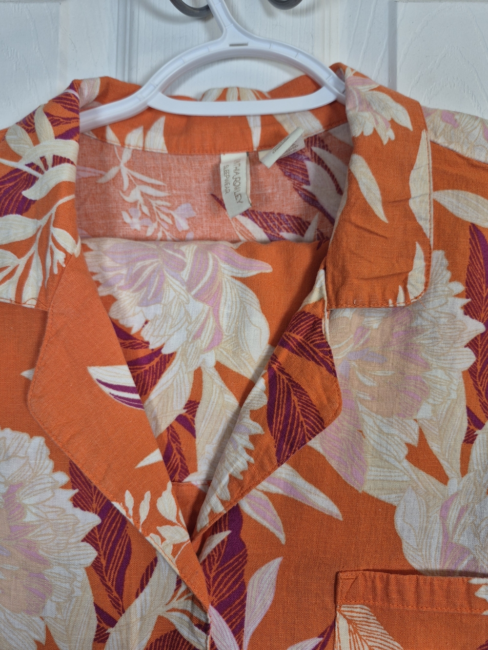 Cynthia Rowley Linen Blend Tropical Floral Pajama Short Set Orange Size Large - Picture 6 of 9